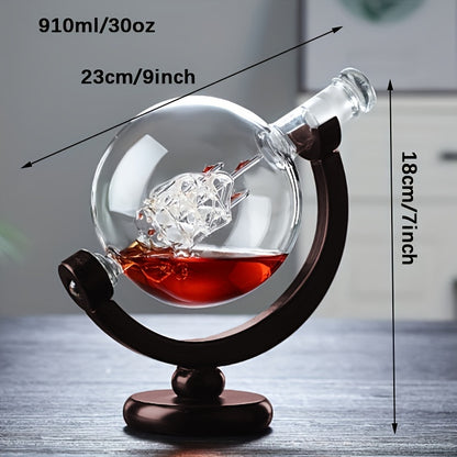 Creative Globe Decanter Set W/ 2 Whisky Glasses